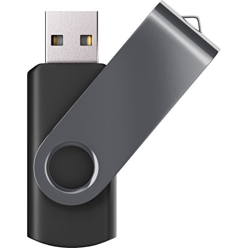 USB-Stick SWING Color 2.0 64 GB , Promo Effects MB , schwarz / dunkelgrau MB , 65 GB , Kunststoff/ Aluminium MB , 5,70cm x 1,00cm x 1,90cm (Länge x Höhe x Breite), Bild 1