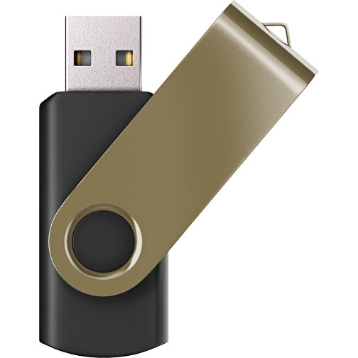 USB-Stick SWING Color 2.0 64 GB , Promo Effects MB , schwarz / gold MB , 65 GB , Kunststoff/ Aluminium MB , 5,70cm x 1,00cm x 1,90cm (Länge x Höhe x Breite), Bild 1