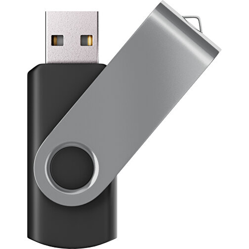 USB-Stick SWING Color 2.0 64 GB , Promo Effects MB , schwarz / grau MB , 65 GB , Kunststoff/ Aluminium MB , 5,70cm x 1,00cm x 1,90cm (Länge x Höhe x Breite), Bild 1