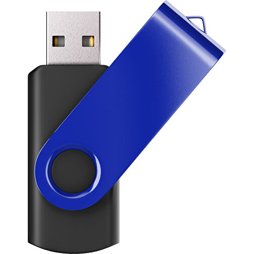 USB-Stick SWING Color 2.0 64 GB , Promo Effects MB , schwarz / blau MB , 65 GB , Kunststoff/ Aluminium MB , 5,70cm x 1,00cm x 1,90cm (Länge x Höhe x Breite), Bild 1