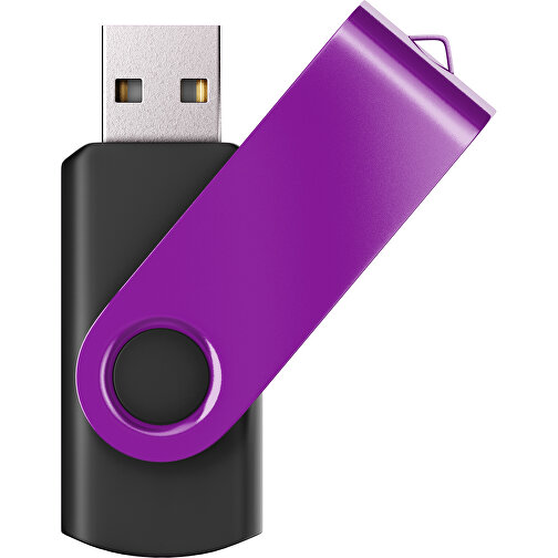 USB-Stick SWING Color 2.0 64 GB , Promo Effects MB , schwarz / dunkelmagenta MB , 65 GB , Kunststoff/ Aluminium MB , 5,70cm x 1,00cm x 1,90cm (Länge x Höhe x Breite), Bild 1