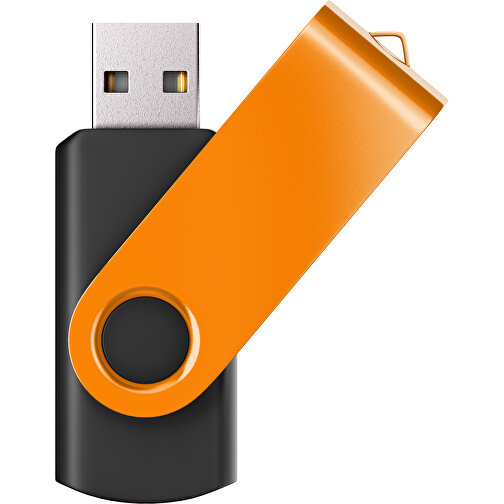 USB-Stick SWING Color 2.0 64 GB , Promo Effects MB , schwarz / gelborange MB , 65 GB , Kunststoff/ Aluminium MB , 5,70cm x 1,00cm x 1,90cm (Länge x Höhe x Breite), Bild 1