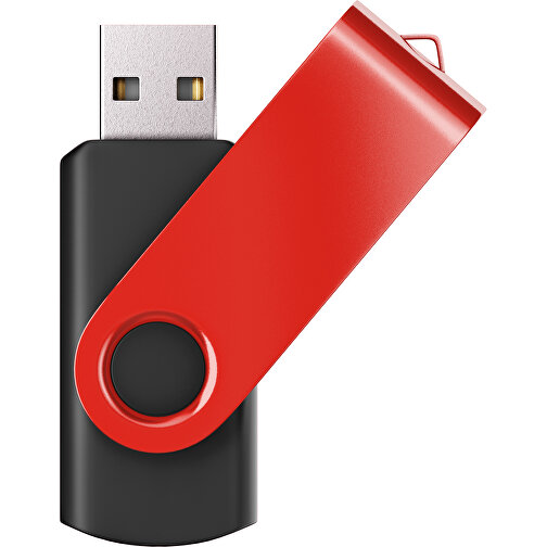 USB-Stick SWING Color 2.0 4 GB , Promo Effects MB , schwarz / rot MB , 4 GB , Kunststoff/ Aluminium MB , 5,70cm x 1,00cm x 1,90cm (Länge x Höhe x Breite), Bild 1