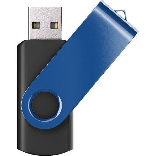 USB-Stick SWING Color 2.0 32 GB , Promo Effects MB , schwarz / dunkelblau MB , 32 GB , Kunststoff/ Aluminium MB , 5,70cm x 1,00cm x 1,90cm (Länge x Höhe x Breite), Bild 1