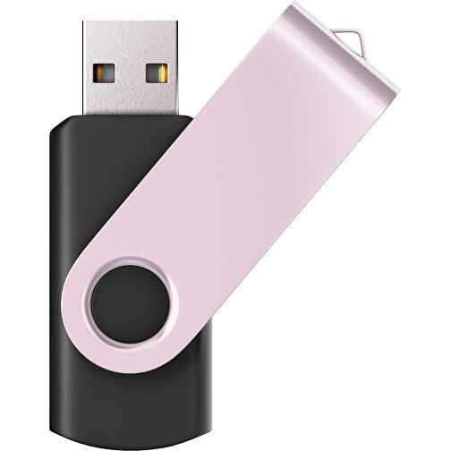 USB-Stick SWING Color 2.0 1 GB , Promo Effects MB , schwarz / zartrosa MB , 1 GB , Kunststoff/ Aluminium MB , 5,70cm x 1,00cm x 1,90cm (Länge x Höhe x Breite), Bild 1
