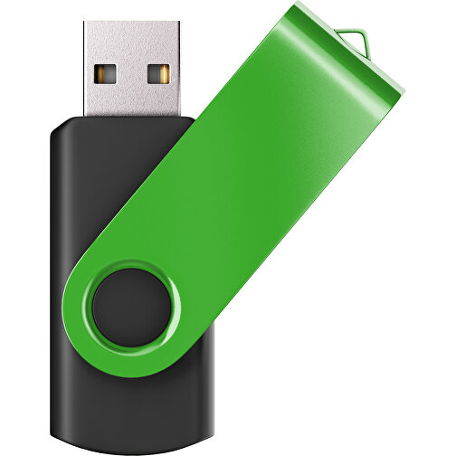 USB-Stick SWING Color 2.0 1 GB , Promo Effects MB , schwarz / grasgrün MB , 1 GB , Kunststoff/ Aluminium MB , 5,70cm x 1,00cm x 1,90cm (Länge x Höhe x Breite), Bild 1