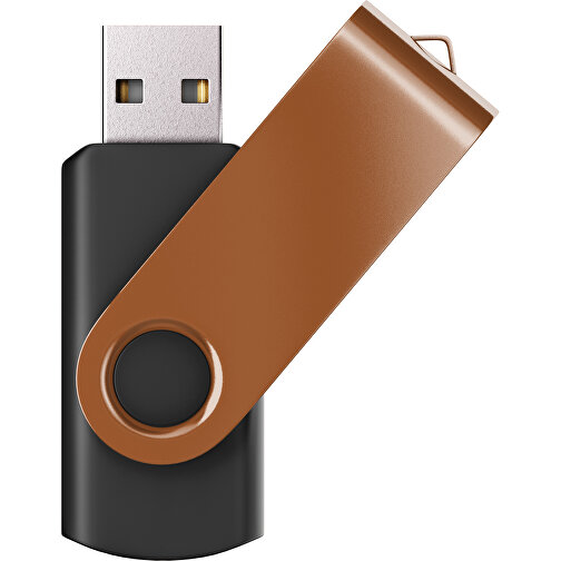 USB-Stick SWING Color 2.0 128 GB , Promo Effects MB , schwarz / braun MB , 131 GB , Kunststoff/ Aluminium MB , 5,70cm x 1,00cm x 1,90cm (Länge x Höhe x Breite), Bild 1