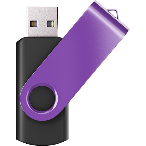 USB-Stick SWING Color 2.0 128 GB , Promo Effects MB , schwarz / lavendel MB , 131 GB , Kunststoff/ Aluminium MB , 5,70cm x 1,00cm x 1,90cm (Länge x Höhe x Breite), Bild 1
