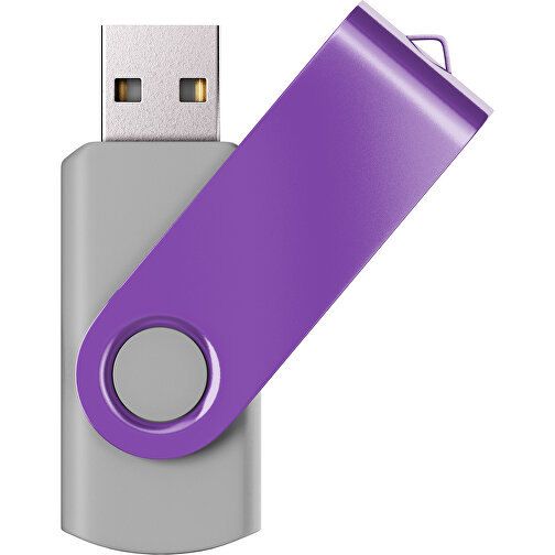 USB-Stick SWING Color 2.0 64 GB , Promo Effects MB , grau / lavendel MB , 65 GB , Kunststoff/ Aluminium MB , 5,70cm x 1,00cm x 1,90cm (Länge x Höhe x Breite), Bild 1
