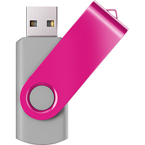 USB-Stick SWING Color 2.0 64 GB , Promo Effects MB , grau / pink MB , 65 GB , Kunststoff/ Aluminium MB , 5,70cm x 1,00cm x 1,90cm (Länge x Höhe x Breite), Bild 1