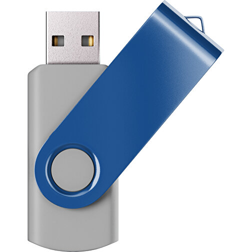 USB-Stick SWING Color 2.0 8 GB , Promo Effects MB , grau / dunkelblau MB , 8 GB , Kunststoff/ Aluminium MB , 5,70cm x 1,00cm x 1,90cm (Länge x Höhe x Breite), Bild 1