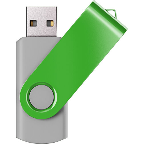 USB-Stick SWING Color 2.0 8 GB , Promo Effects MB , grau / grasgrün MB , 8 GB , Kunststoff/ Aluminium MB , 5,70cm x 1,00cm x 1,90cm (Länge x Höhe x Breite), Bild 1