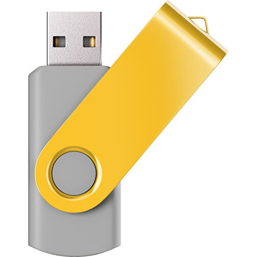 USB-Stick SWING Color 2.0 8 GB , Promo Effects MB , grau / goldgelb MB , 8 GB , Kunststoff/ Aluminium MB , 5,70cm x 1,00cm x 1,90cm (Länge x Höhe x Breite), Bild 1