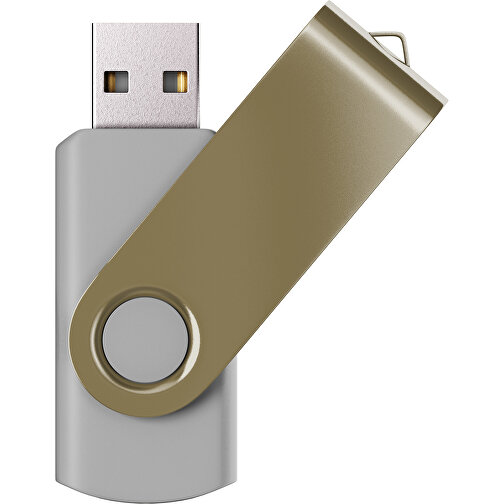 USB-Stick SWING Color 2.0 64 GB , Promo Effects MB , grau / gold MB , 65 GB , Kunststoff/ Aluminium MB , 5,70cm x 1,00cm x 1,90cm (Länge x Höhe x Breite), Bild 1
