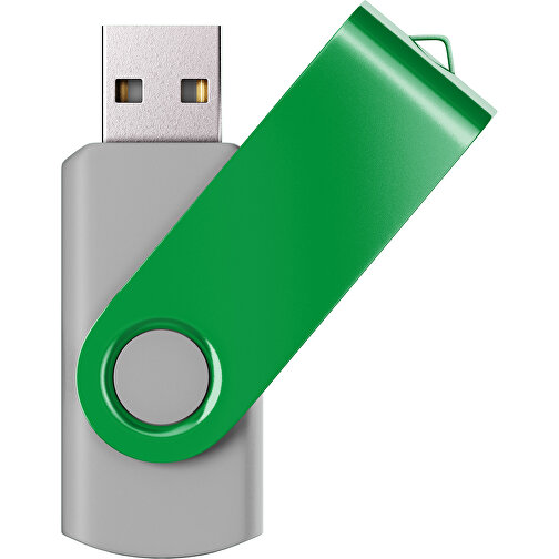 USB-Stick SWING Color 2.0 64 GB , Promo Effects MB , grau / grün MB , 65 GB , Kunststoff/ Aluminium MB , 5,70cm x 1,00cm x 1,90cm (Länge x Höhe x Breite), Bild 1