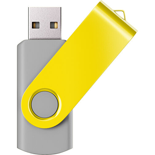 USB-Stick SWING Color 2.0 64 GB , Promo Effects MB , grau / gelb MB , 65 GB , Kunststoff/ Aluminium MB , 5,70cm x 1,00cm x 1,90cm (Länge x Höhe x Breite), Bild 1