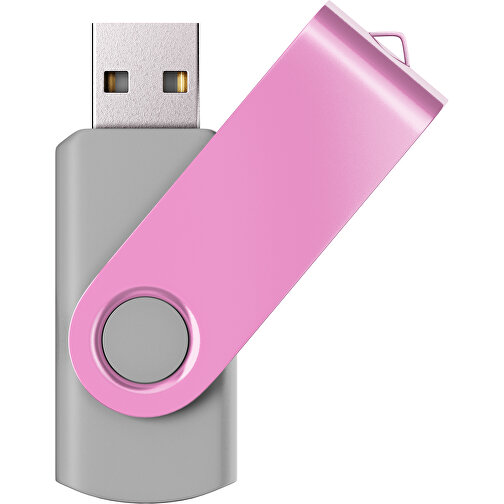 USB-Stick SWING Color 2.0 32 GB , Promo Effects MB , grau / rosa MB , 32 GB , Kunststoff/ Aluminium MB , 5,70cm x 1,00cm x 1,90cm (Länge x Höhe x Breite), Bild 1