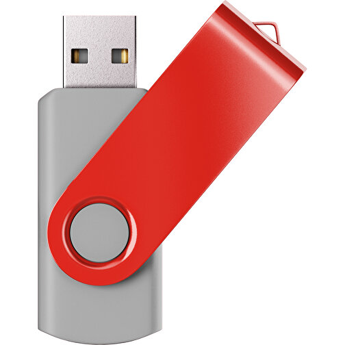 USB-Stick SWING Color 2.0 1 GB , Promo Effects MB , grau / rot MB , 1 GB , Kunststoff/ Aluminium MB , 5,70cm x 1,00cm x 1,90cm (Länge x Höhe x Breite), Bild 1