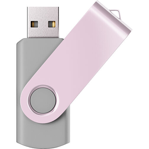 USB-Stick SWING Color 2.0 16 GB , Promo Effects MB , grau / zartrosa MB , 16 GB , Kunststoff/ Aluminium MB , 5,70cm x 1,00cm x 1,90cm (Länge x Höhe x Breite), Bild 1