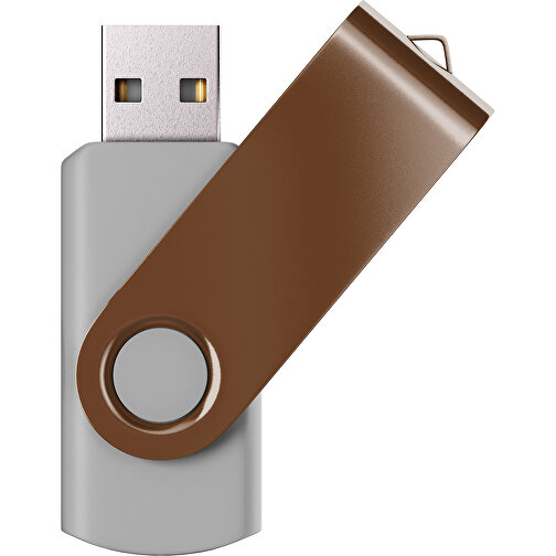 USB-Stick SWING Color 2.0 16 GB , Promo Effects MB , grau / dunkelbraun MB , 16 GB , Kunststoff/ Aluminium MB , 5,70cm x 1,00cm x 1,90cm (Länge x Höhe x Breite), Bild 1