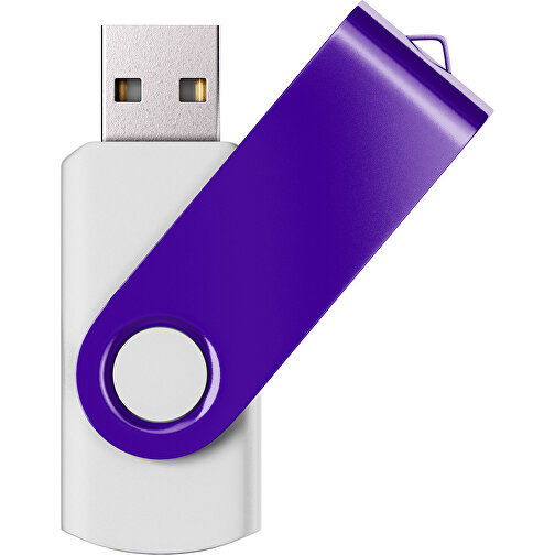 USB-Stick SWING Color 2.0 8 GB , Promo Effects MB , weiss / violet MB , 8 GB , Kunststoff/ Aluminium MB , 5,70cm x 1,00cm x 1,90cm (Länge x Höhe x Breite), Bild 1