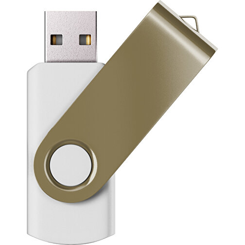 USB-Stick SWING Color 2.0 8 GB , Promo Effects MB , weiß / gold MB , 8 GB , Kunststoff/ Aluminium MB , 5,70cm x 1,00cm x 1,90cm (Länge x Höhe x Breite), Bild 1