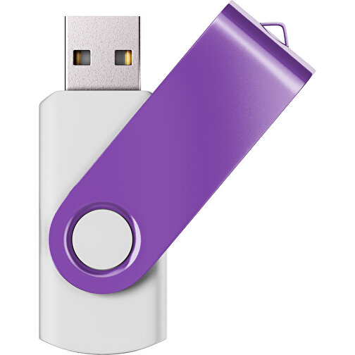 USB-Stick SWING Color 2.0 8 GB , Promo Effects MB , weiß / lavendel MB , 8 GB , Kunststoff/ Aluminium MB , 5,70cm x 1,00cm x 1,90cm (Länge x Höhe x Breite), Bild 1