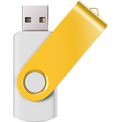 USB-Stick SWING Color 2.0 8 GB , Promo Effects MB , weiss / goldgelb MB , 8 GB , Kunststoff/ Aluminium MB , 5,70cm x 1,00cm x 1,90cm (Länge x Höhe x Breite), Bild 1