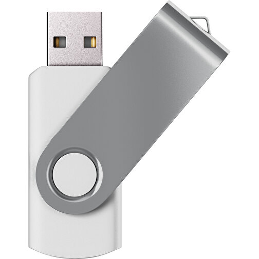 USB-Stick SWING Color 2.0 4 GB , Promo Effects MB , weiß / grau MB , 4 GB , Kunststoff/ Aluminium MB , 5,70cm x 1,00cm x 1,90cm (Länge x Höhe x Breite), Bild 1