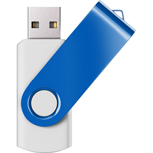 USB-Stick SWING Color 2.0 1 GB , Promo Effects MB , weiß / kobaltblau MB , 1 GB , Kunststoff/ Aluminium MB , 5,70cm x 1,00cm x 1,90cm (Länge x Höhe x Breite), Bild 1