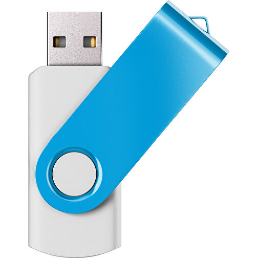 USB-Stick SWING Color 2.0 1 GB , Promo Effects MB , weiß / himmelblau MB , 1 GB , Kunststoff/ Aluminium MB , 5,70cm x 1,00cm x 1,90cm (Länge x Höhe x Breite), Bild 1