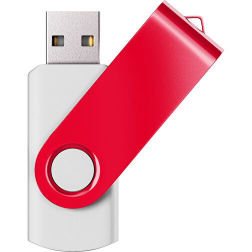 USB-Stick SWING Color 2.0 1 GB , Promo Effects MB , weiss / ampelrot MB , 1 GB , Kunststoff/ Aluminium MB , 5,70cm x 1,00cm x 1,90cm (Länge x Höhe x Breite), Bild 1