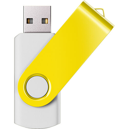 USB-Stick SWING Color 2.0 16 GB , Promo Effects MB , weiß / gelb MB , 16 GB , Kunststoff/ Aluminium MB , 5,70cm x 1,00cm x 1,90cm (Länge x Höhe x Breite), Bild 1