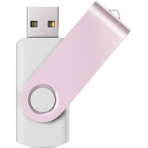USB-Stick SWING Color 2.0 128 GB , Promo Effects MB , weiß / zartrosa MB , 131 GB , Kunststoff/ Aluminium MB , 5,70cm x 1,00cm x 1,90cm (Länge x Höhe x Breite), Bild 1