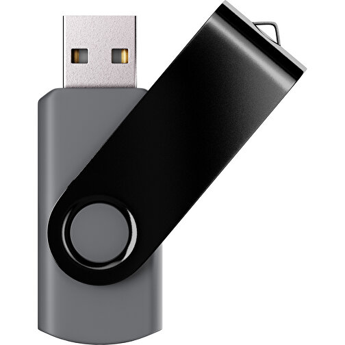 USB-Stick SWING Color 2.0 128 GB , Promo Effects MB , dunkelgrau / schwarz MB , 131 GB , Kunststoff/ Aluminium MB , 5,70cm x 1,00cm x 1,90cm (Länge x Höhe x Breite), Bild 1