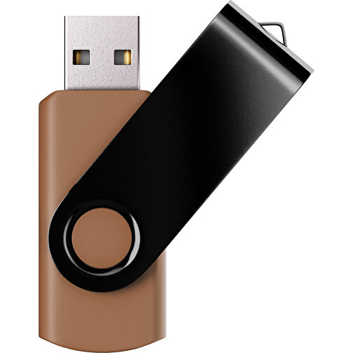 USB-Stick SWING Color 2.0 8 GB , Promo Effects MB , braun / schwarz MB , 8 GB , Kunststoff/ Aluminium MB , 5,70cm x 1,00cm x 1,90cm (Länge x Höhe x Breite), Bild 1