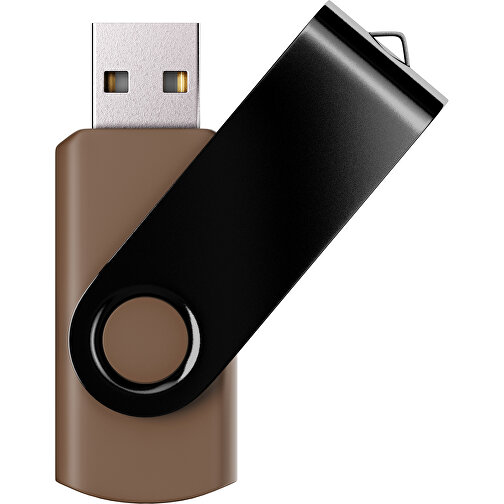 USB-Stick SWING Color 2.0 8 GB , Promo Effects MB , dunkelbraun / schwarz MB , 8 GB , Kunststoff/ Aluminium MB , 5,70cm x 1,00cm x 1,90cm (Länge x Höhe x Breite), Bild 1