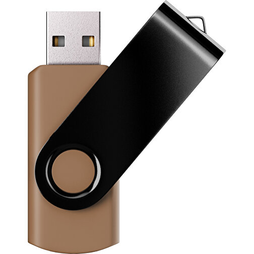 USB-Stick SWING Color 2.0 8 GB , Promo Effects MB , erdbraun / schwarz MB , 8 GB , Kunststoff/ Aluminium MB , 5,70cm x 1,00cm x 1,90cm (Länge x Höhe x Breite), Bild 1