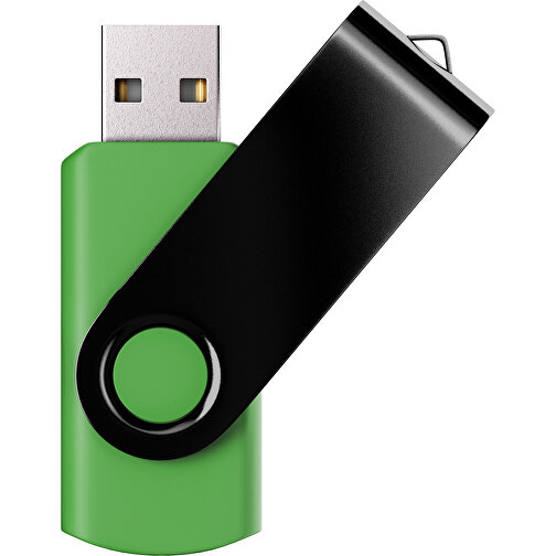 USB-Stick SWING Color 2.0 4 GB , Promo Effects MB , grasgrün / schwarz MB , 4 GB , Kunststoff/ Aluminium MB , 5,70cm x 1,00cm x 1,90cm (Länge x Höhe x Breite), Bild 1