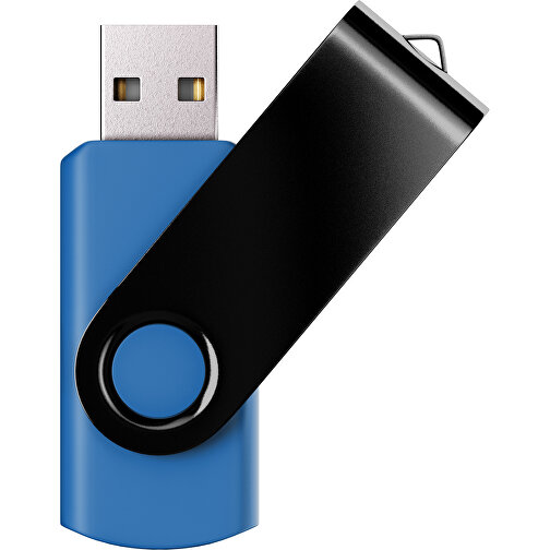 USB-Stick SWING Color 2.0 128 GB , Promo Effects MB , kobaltblau / schwarz MB , 131 GB , Kunststoff/ Aluminium MB , 5,70cm x 1,00cm x 1,90cm (Länge x Höhe x Breite), Bild 1