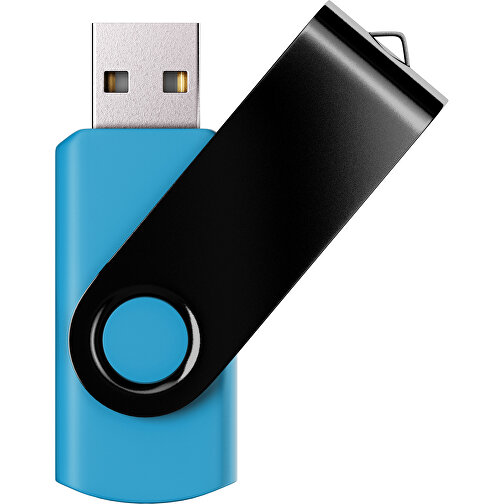 USB-Stick SWING Color 2.0 128 GB , Promo Effects MB , himmelblau / schwarz MB , 131 GB , Kunststoff/ Aluminium MB , 5,70cm x 1,00cm x 1,90cm (Länge x Höhe x Breite), Bild 1