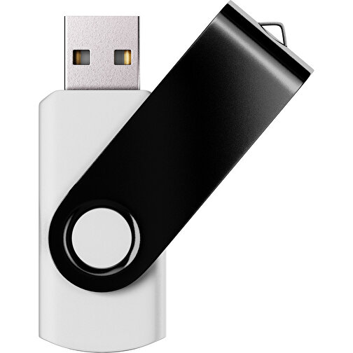 USB-Stick SWING Color 2.0 1 GB , Promo Effects MB , weiß / schwarz MB , 1 GB , Kunststoff/ Aluminium MB , 5,70cm x 1,00cm x 1,90cm (Länge x Höhe x Breite), Bild 1