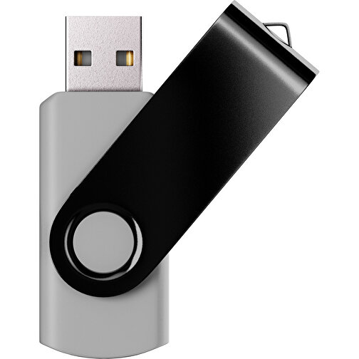 USB-Stick SWING Color 2.0 128 GB , Promo Effects MB , hellgrau / schwarz MB , 131 GB , Kunststoff/ Aluminium MB , 5,70cm x 1,00cm x 1,90cm (Länge x Höhe x Breite), Bild 1