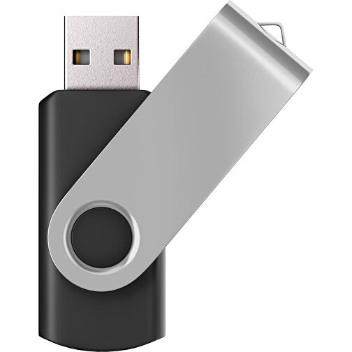 USB-Stick SWING Color 2.0 64 GB , Promo Effects MB , schwarz / hellgrau MB , 65 GB , Kunststoff/ Aluminium MB , 5,70cm x 1,00cm x 1,90cm (Länge x Höhe x Breite), Bild 1