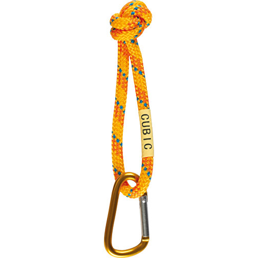 Karabiner Mit Geknoteter Schnur , gelb, Polyester, 10,00cm x 0,80cm (Länge x Breite), Bild 1