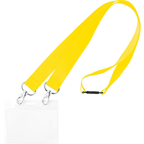 25 Mm Sicherheits Lanyard Mit 2 Metallkarabinern , gelb, Polyester, 90,00cm x 2,50cm (Länge x Breite), Bild 1
