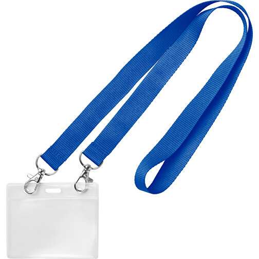 25 Mm Lanyard Mit 2 Metallkarabinern , blau, Polyester, 90,00cm x 2,50cm (Länge x Breite), Bild 1