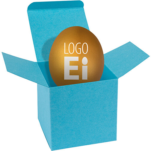 ColorBox LogoEi - Hellblau - Gold , gold, Pappe, 5,50cm x 5,50cm x 5,50cm (Länge x Höhe x Breite), Bild 1