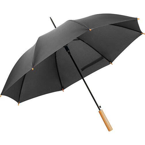 APOLO. RPET-Schirm Aus Pongee , schwarz, rPET, , Bild 1