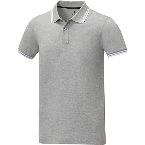 Amarago Polo Mit Abgesetztem Rand Für Herren , Green Concept, heather grau, Piqué Strick 100% BCI Baumwolle, 200 g/m2, S, , Bild 1